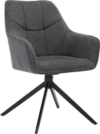 Woltu Juego De 1 Sillas De Comedor Con Patas De Metal. Respaldo Y Asiento Giratorio. En Chenilla Y Pana Gris Oscuro - Woltu