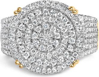 House of Brilliance Mens 10K Yellow Gold 2-1/10 Cttw Diamond Concentric Circles Cocktail Ring