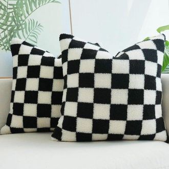 OEM Fundas De Coj&iacute;n Decorativas Con Un Lujoso Estampado De Cuadros - Paquete De 2 (45 X 45 Cm) - Piel Sint&eacute;tica Supersuave Para Sof&aacute; Y Dormitorio