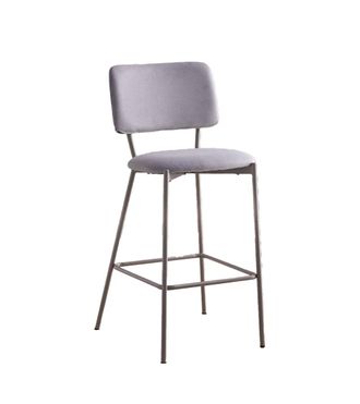 Home Heavenly Pack de 4 taburetes altos con asiento en tela gris y patas crema