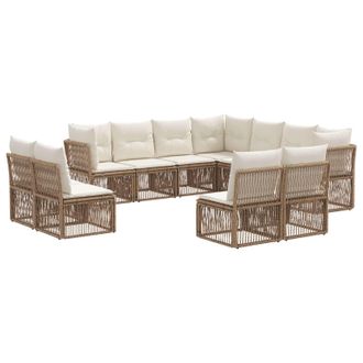 vidaXL Conjunto De Sof&aacute;s De Jard&iacute;n 11 Pcs Beige Rat&aacute;n Sint&eacute;tico Vidaxl