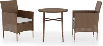 vidaXL Vidaxl - Juego De Comedor Para Jard&iacute;n 3 Piezas Rat&aacute;n Sint&eacute;tico Marr&oacute;n