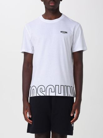 Moschino T-shirt in cotone con logo a contrasto e scollo a girocollo