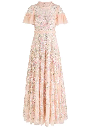 Needle & Thread Garland Floral-embellished Tulle Gown - Light Pink - 12 (UK16 / XL)