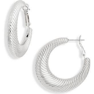 Nordstrom Rack Textured Hoop Earrings in Silver at Nordstrom Rack