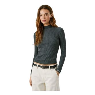 Pepe Jeans London Carla Perkins Knit - Dames - Coltruien - Grijs - L - Katoen - Truien & Vesten