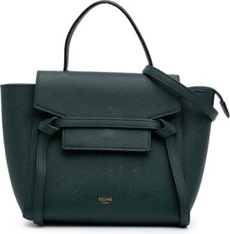 Celine Borsa a tracolla Belt Bag Nano in pelle di vitello pieno fiore 2020 - Verde