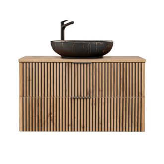 Petits Meubles Mueble lavabo estratificado marr&oacute;n negro
