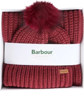 Barbour Set berretto e sciarpa Saltburn - - Accessories - Donna - Rosso - ONE SIZE
