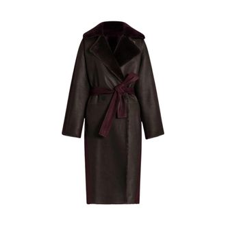 Alberta Ferretti Lange omkeerbare bicolor schapenvachtjas - Dames - Jassen - Bruin - M - Leer - Jassen
