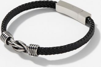 Le 31 Mens Metallic knot braided leather bracelet