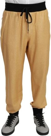Dolce & Gabbana Gouden Jaar van het Varken Katoenen Trainingsbroeken - Heren - Sweatpants - Geel - XL - Katoen - Broeken