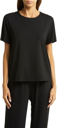 Cozy Earth Ultrasoft Short Sleeve Pajama Top in Black at Nordstrom, Size Xx-Large