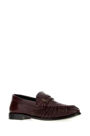 Saint Laurent Womens Burgundy Leather Le Loafers Vintagebordeaux Mocassini
