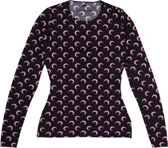 Marine Serre Tops, Dames, Veelkleurig, L, Tweed, Moon Crewneck Top