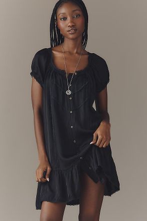 Anthropologie Amber Short-Sleeve Silken Mini Dress