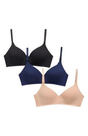 Lands End Soft Essential 3-Pack Assorted Bralettes in Clay/Navy/Black at Nordstrom Rack, Size 34B