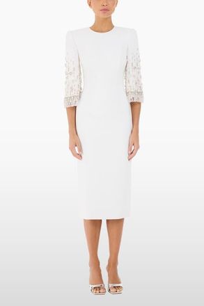 Jenny Packham Ebba Crystal-Embellished Midi Dress in Natural White at Nordstrom, Size 10 Uk