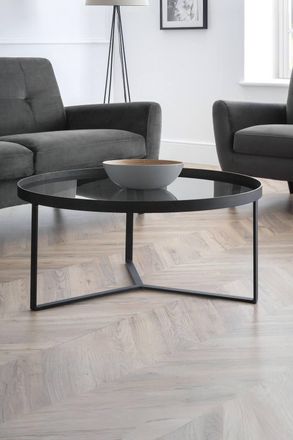 Julian Bowen Round Glass Top Coffee Table in Black