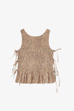 Ganni Burro Smock Top in Printed Stretch - Size 10/12 Organic Cotton