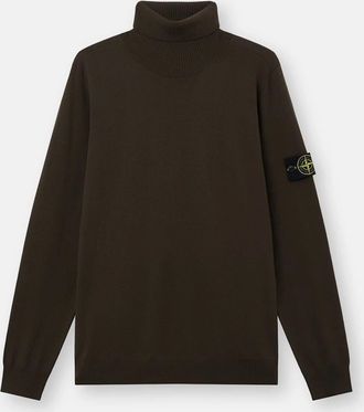 Stone Island Mens Wool 5100025 T-Neck Sweater Brown - Size: 38