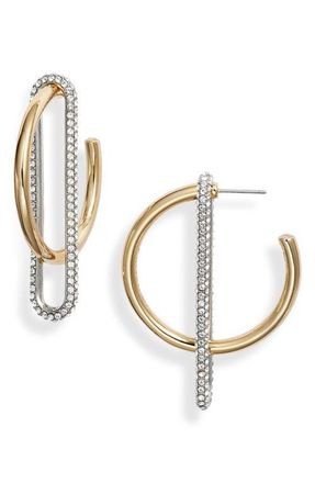Demarson Astra Hoop Earrings in Pave Gold at Nordstrom
