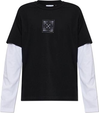Off-white T-shirt met lange mouwen - Heren - Longsleeves - Zwart - M - Katoen - Tops