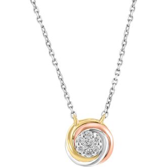 Effy Tri-Tone Pav&eacute; Diamond Round Pendant Necklace in Silver at Nordstrom Rack, Size 18