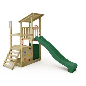 Fatmoose Parque Infantil De Madera Fatmoose Fruityforest Fun Con Tobogan Y Arenero En Verde