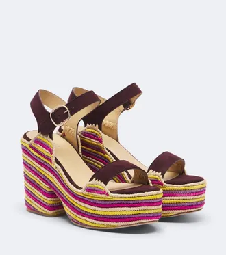 Gabriela Hearst Sandali Sardis in suede e rafia con platform