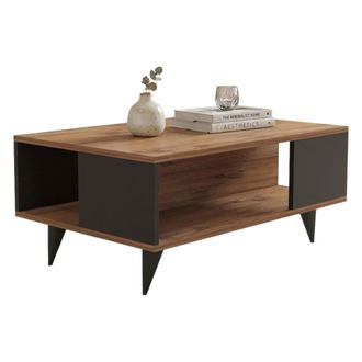 Dmora Mesa De Centro Lurano, Un Compartimento, Con Patas, Forma Rectangular, 90x60x40h Cm Marr&oacute;n Nogal