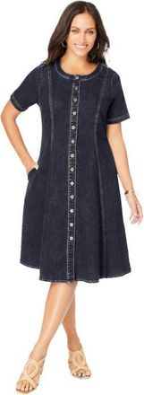 Jessica London Button Front Denim Dress in Indigo at Nordstrom, Size 12