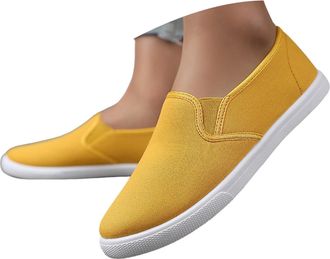 Generic Low-Top Slip Ons Shoes Womens Fashion Sneakers Casual Canvas Sneakers for Women Comfortable Flats Breathable Padded Insole Slip on Sneakers Women Low 