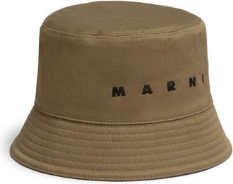 Marni logo-embroidered cotton bucket hat - men - Cotton - M - Neutrals