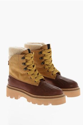 Dsquared2 Leather Ankle Boots URBAN HIKING with Shearling Lining size 42