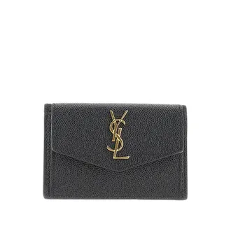 Saint Laurent Uptown Grain de Poudre leather card case Woman One Size