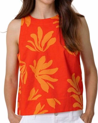 Southern Tide Simone Leafy Luxe Printed Tank In Poppy Red