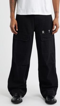 Rta Wylie Baggy Cargo Jeans in Black at Nordstrom, Size 28