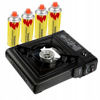 OEM Cocina De Gas Port&aacute;til Para Turismo Con 4 Cartuchos De Gas 2 En 1 Y Adaptador