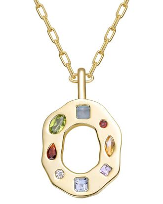 Genevive 14K Plated Cz Alphabetical Necklace