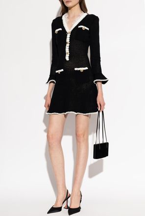 Self Portrait Short Dress With Pockets, Womens, Black