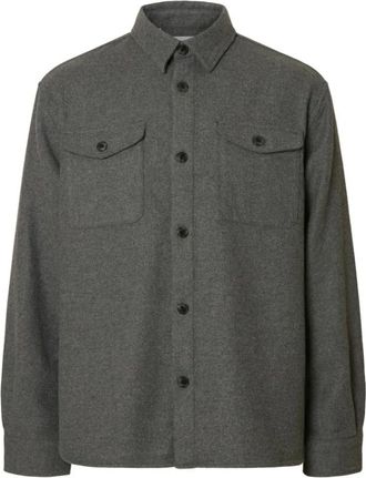 Selected Overshirt met lange mouwen - Heren - Jassen - Grijs - Maat: S Leer
