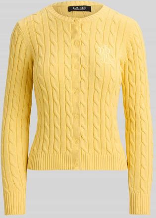 Lauren Ralph Lauren Slim Fit Strickjacke aus reiner Baumwolle in Hellgelb, Gr&ouml;&szlig;e XL