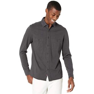 Faherty Sunwashed Shirt Mens Washed Black 100% Organic Cotton Collar RED1114