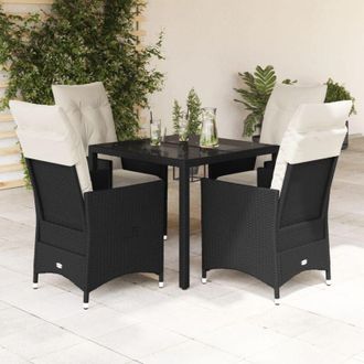 vidaXL Set De Muebles Jard&iacute;n 5 Pzas Con Cojines Rat&aacute;n Sint&eacute;tico Negro Vidaxl