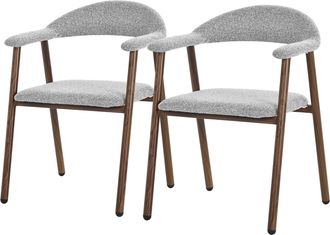 ML Design Ml-design Juego 2 Sillas De Comedor Con Reposabrazos, Asientos De Cocina Y Sal&oacute;n Con Respaldo, Tapizado Tejido Gris Y Estructura De Acero Con Aspecto 