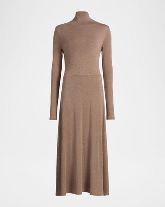 Vince Long-Sleeve Jersey Midi Dress