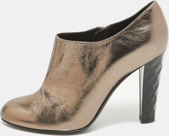 Sergio Rossi Metallic Foil Leather Ankle Booties