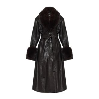 Rotate Cappotto in Pelle con Cintura - - Coats - Donna - Marrone - XS