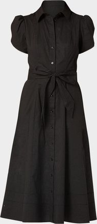 Shoshanna Adaya Belted Lace-Trim Midi Shirtdress